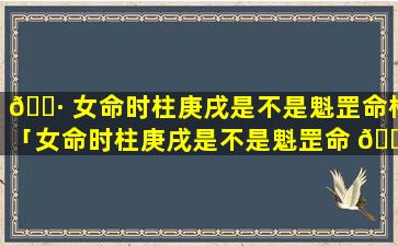 🕷 女命时柱庚戌是不是魁罡命格「女命时柱庚戌是不是魁罡命 🌴 格呢」